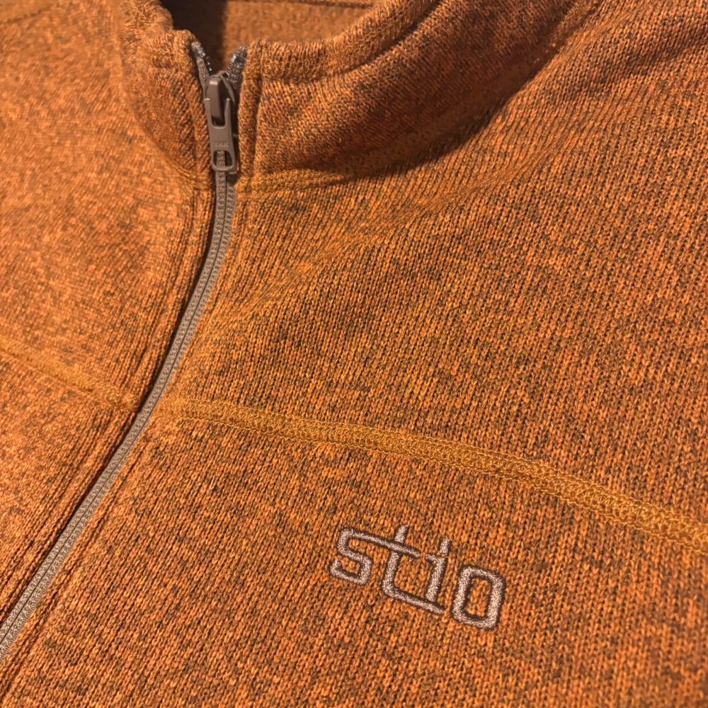 Stio Wilcox Fleece Vest Men XXL Burnt Orange Heather Full Zip Hike Gorpcore - Picture 2 of 8